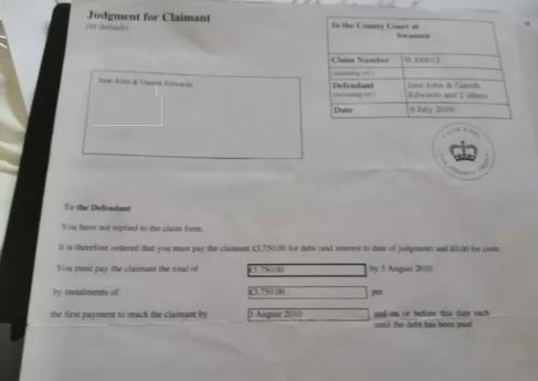 Screenshot showing court award