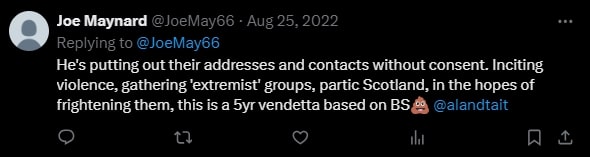 Joe Maynard comment about vendetta