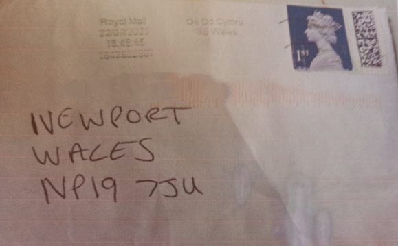 Handwritten envelope