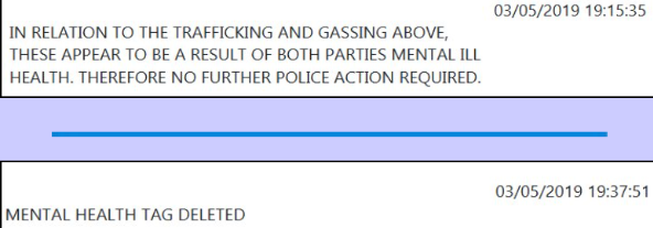 Police report with mental health tag deleted