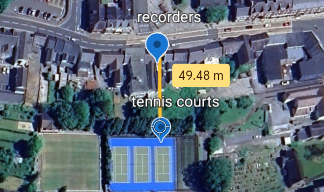 Tennis courts location map