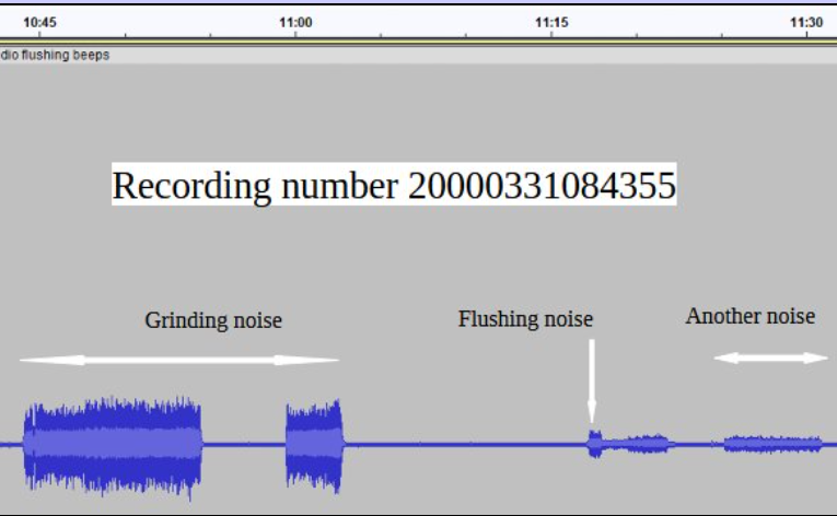 Audio waveform 1 showing machine noise pattern